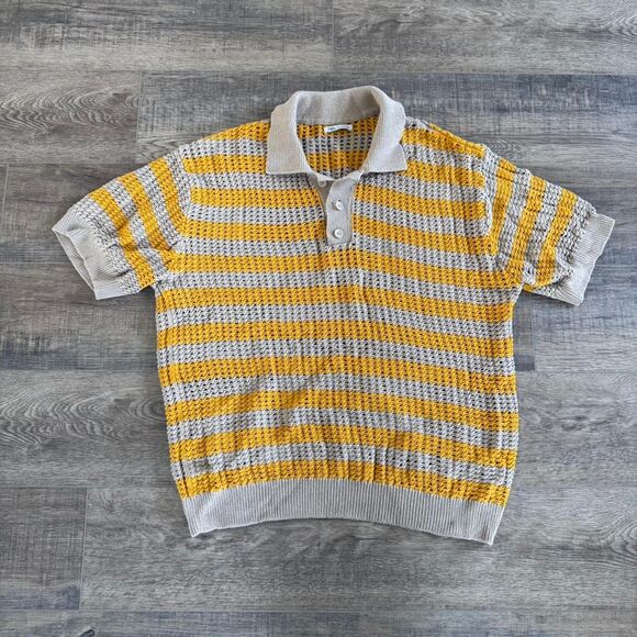 Zara Striped Knot Polo Taupe Brown - Picture 1 of 3